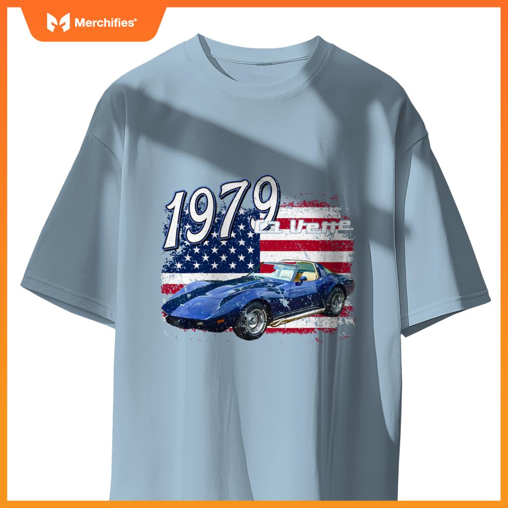 1979 79 C3 Vette Stingray Z06 Zr1 Blue Supercar Sports Car T-Shirt
