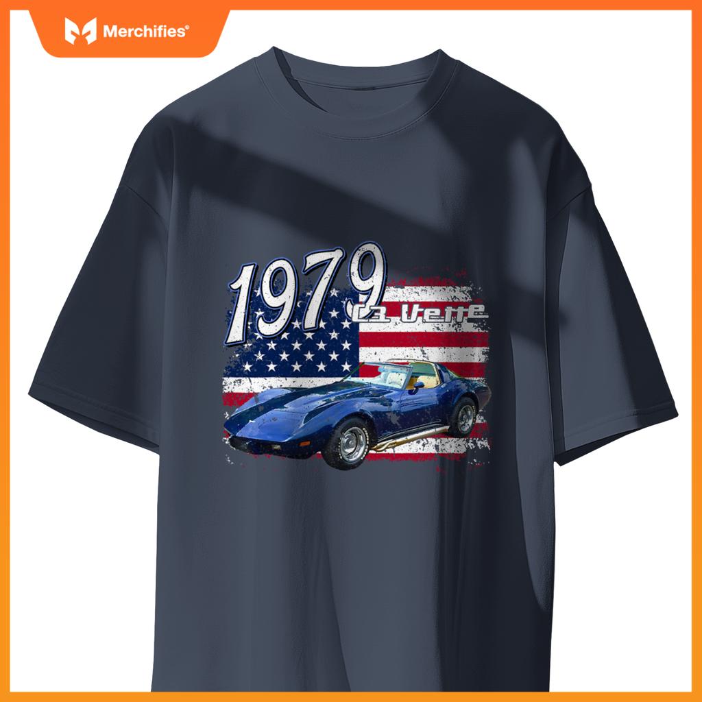 1979 79 C3 Vette Stingray Z06 Zr1 Blue Supercar Sports Car T-Shirt