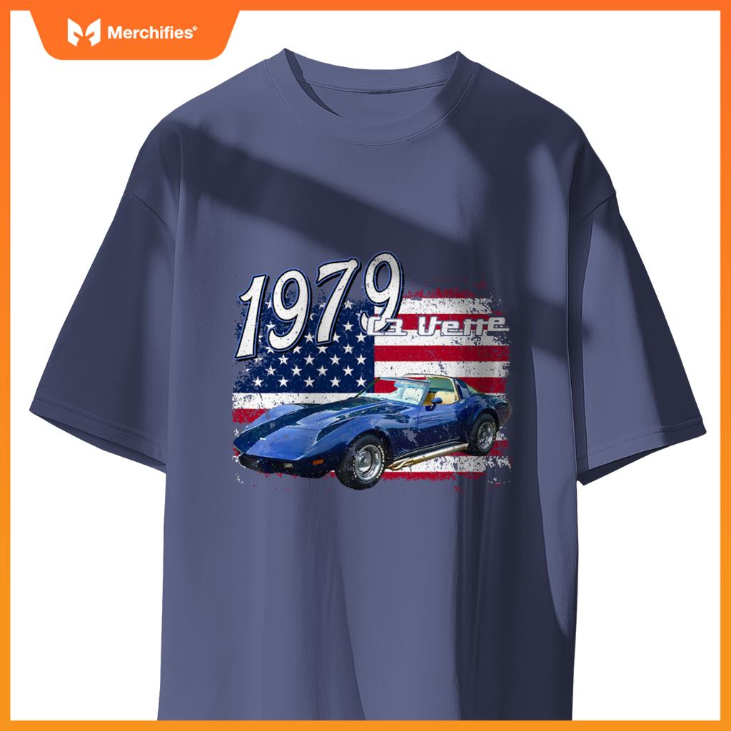 1979 79 C3 Vette Stingray Z06 Zr1 Blue Supercar Sports Car T-Shirt