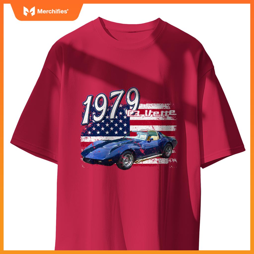 1979 79 C3 Vette Stingray Z06 Zr1 Blue Supercar Sports Car T-Shirt