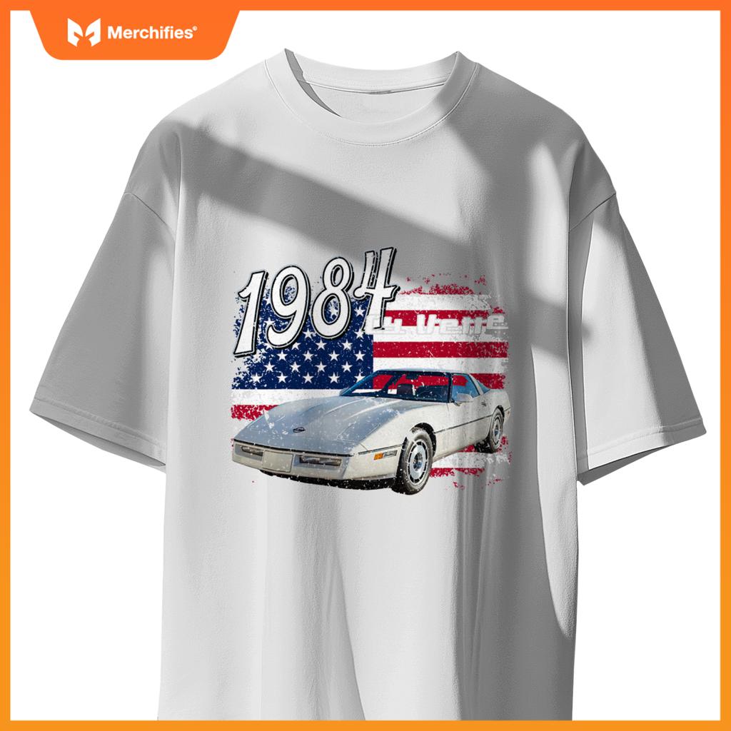 1984 84 C4 Vette Stingray Zr1 White Supercar Sports Car T-Shirt