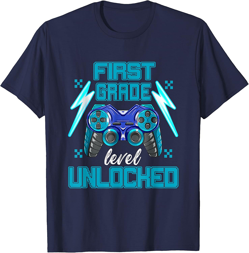 1st Grade Level Unlocked Video Game Back to School Boys T-Shirt