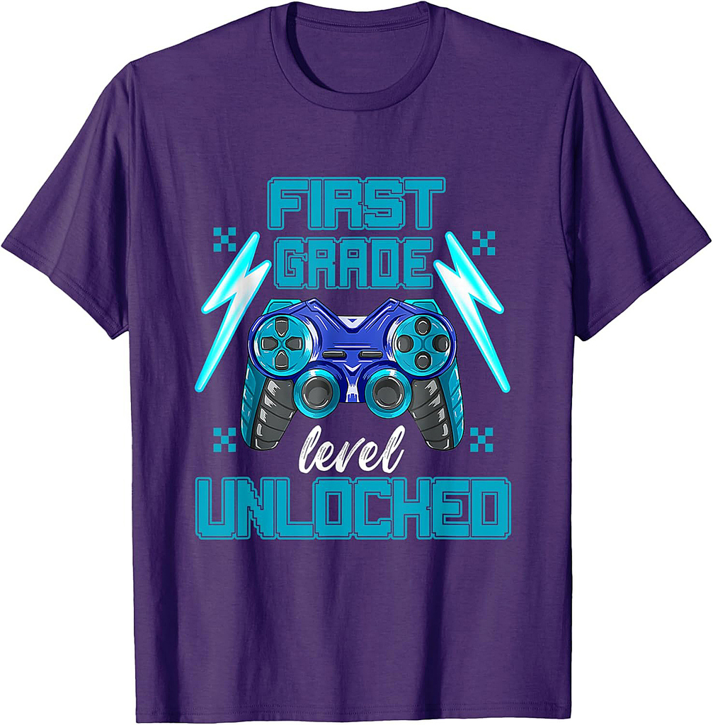 1st Grade Level Unlocked Video Game Back to School Boys T-Shirt