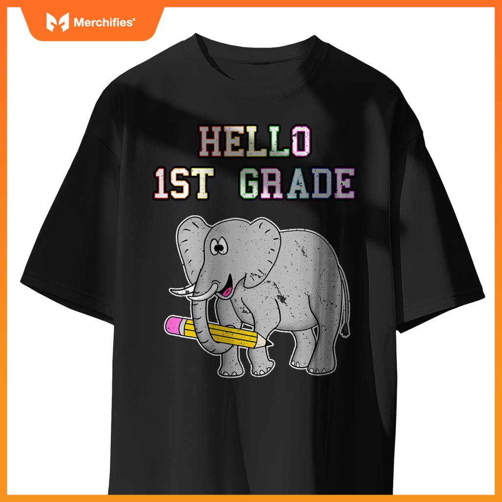 1st grade elephant, back to school 2022, 1st grade teacher T-shirt