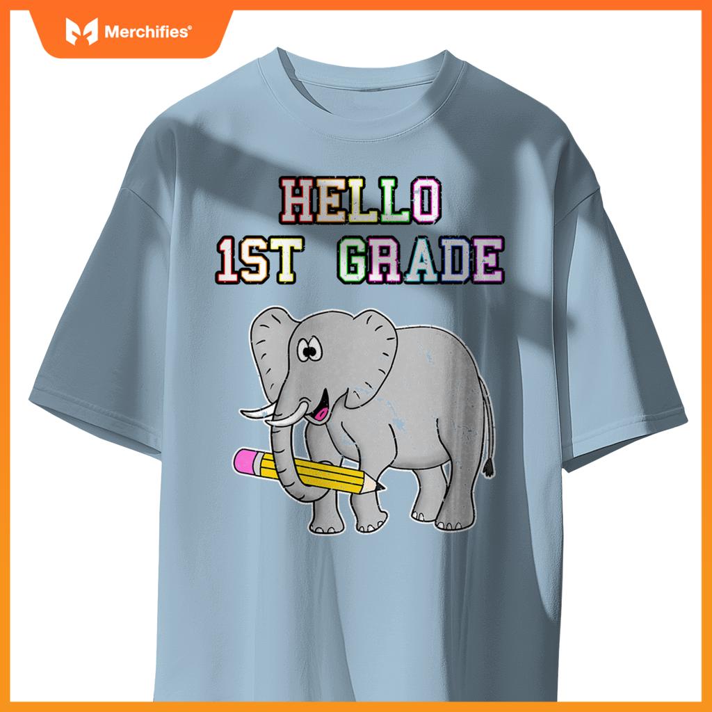 1st grade elephant, back to school 2022, 1st grade teacher T-shirt