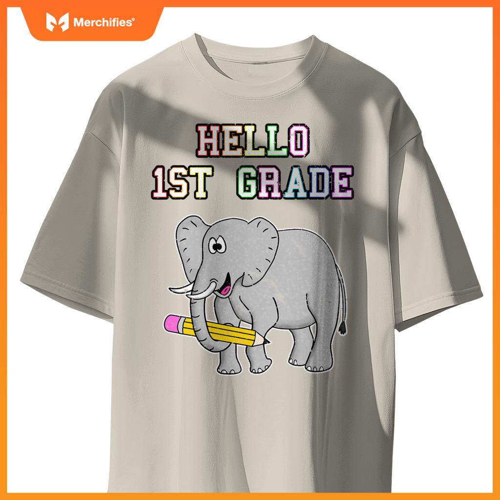 1st grade elephant, back to school 2022, 1st grade teacher T-shirt