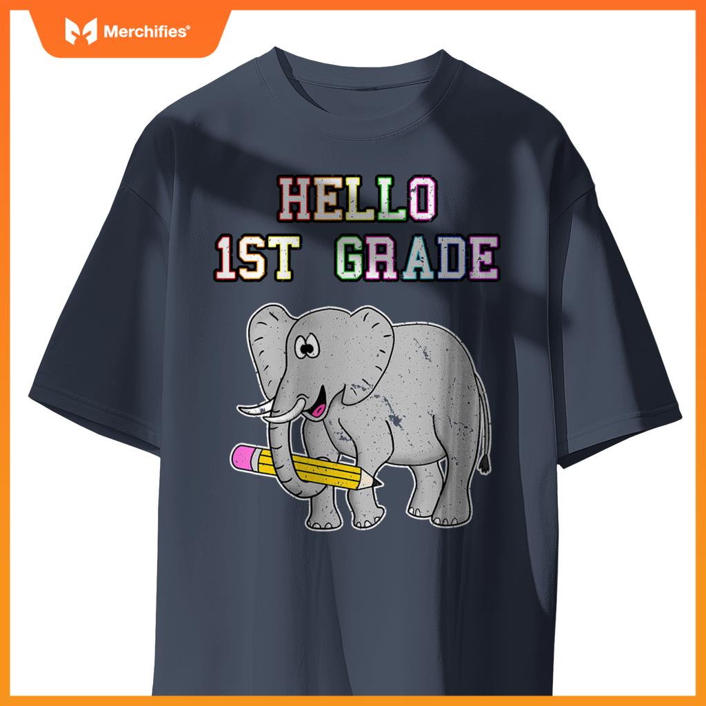 1st grade elephant, back to school 2022, 1st grade teacher T-shirt
