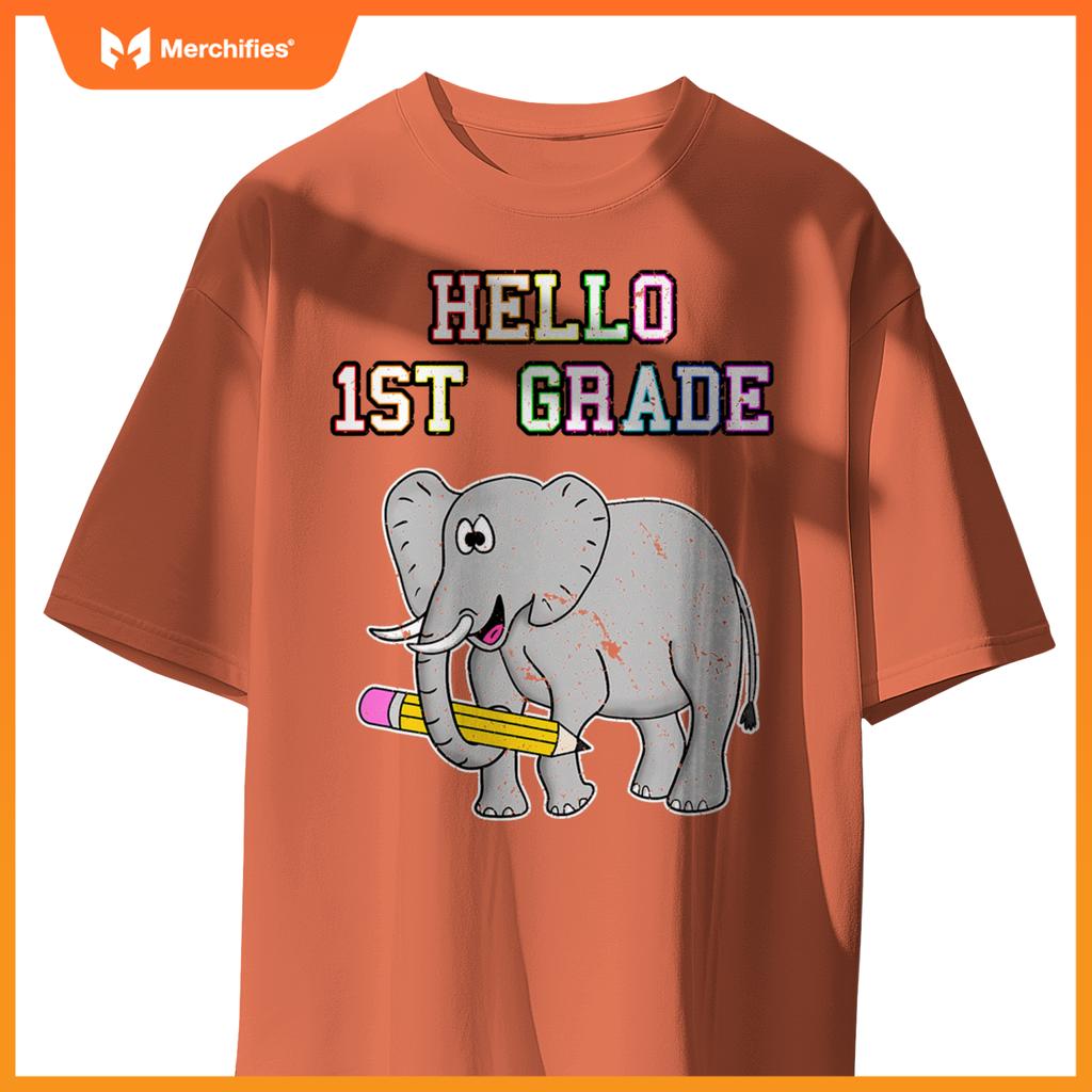 1st grade elephant, back to school 2022, 1st grade teacher T-shirt
