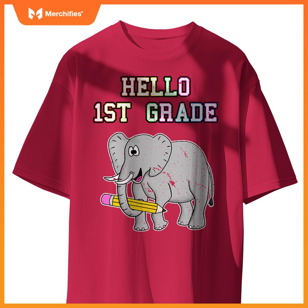1st grade elephant, back to school 2022, 1st grade teacher T-shirt