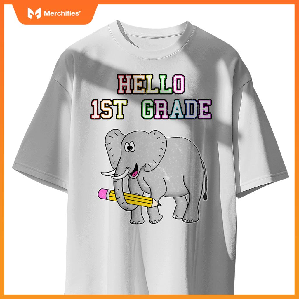 1st grade elephant, back to school 2022, 1st grade teacher T-shirt