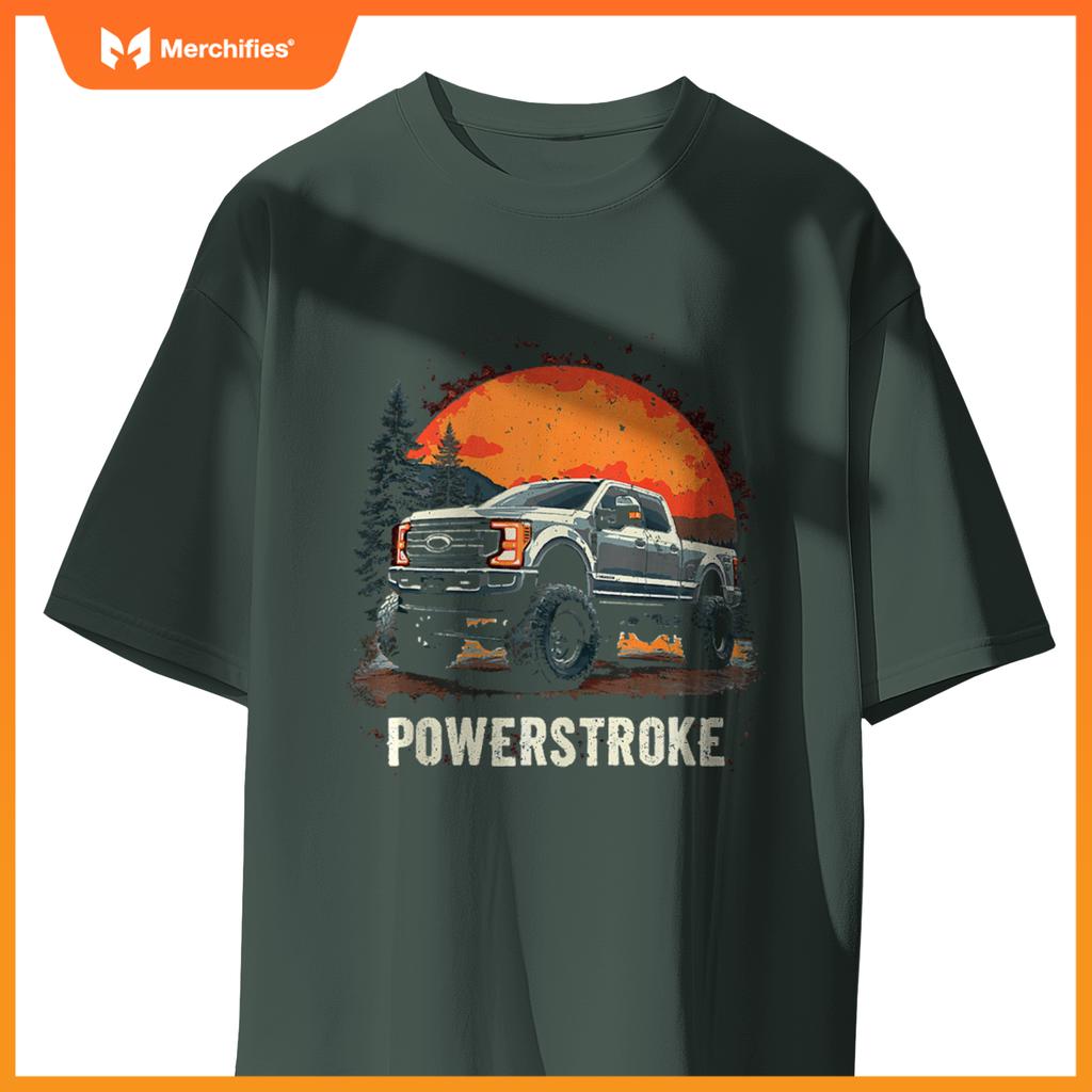 2022 Crew Cab Powerstroke Sunset Mountain Scene Truck 350 T-Shirt