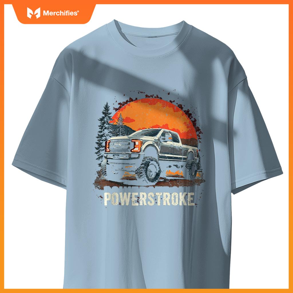 2022 Crew Cab Powerstroke Sunset Mountain Scene Truck 350 T-Shirt