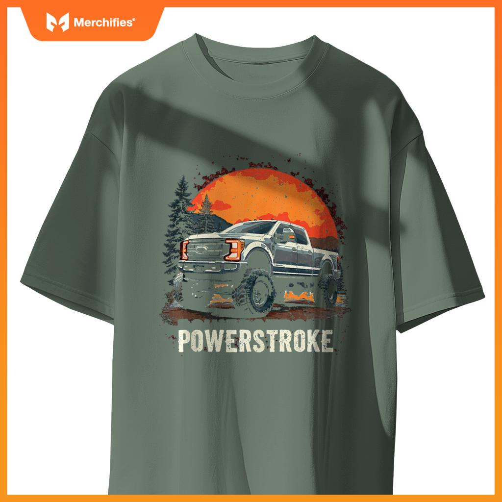 2022 Crew Cab Powerstroke Sunset Mountain Scene Truck 350 T-Shirt