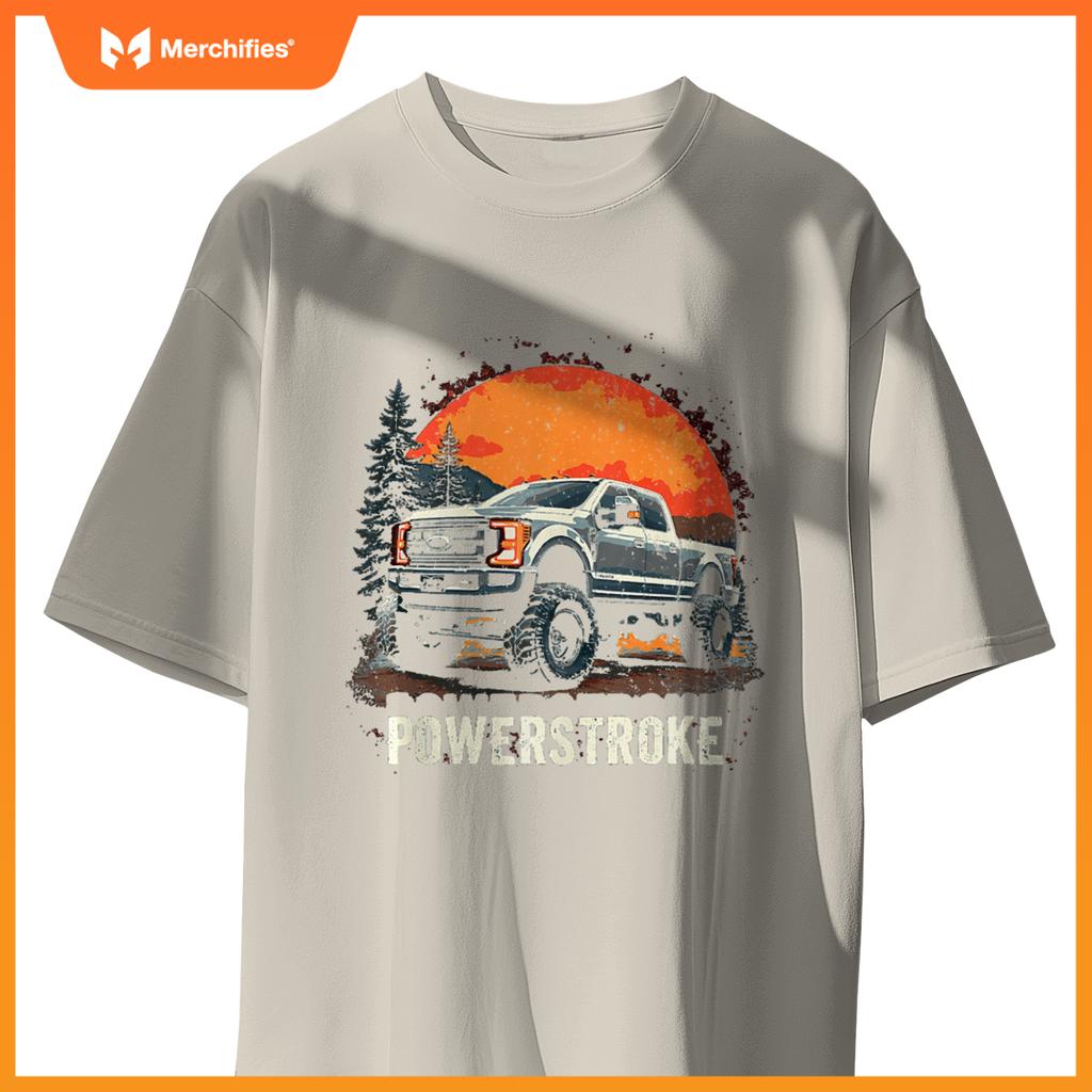 2022 Crew Cab Powerstroke Sunset Mountain Scene Truck 350 T-Shirt