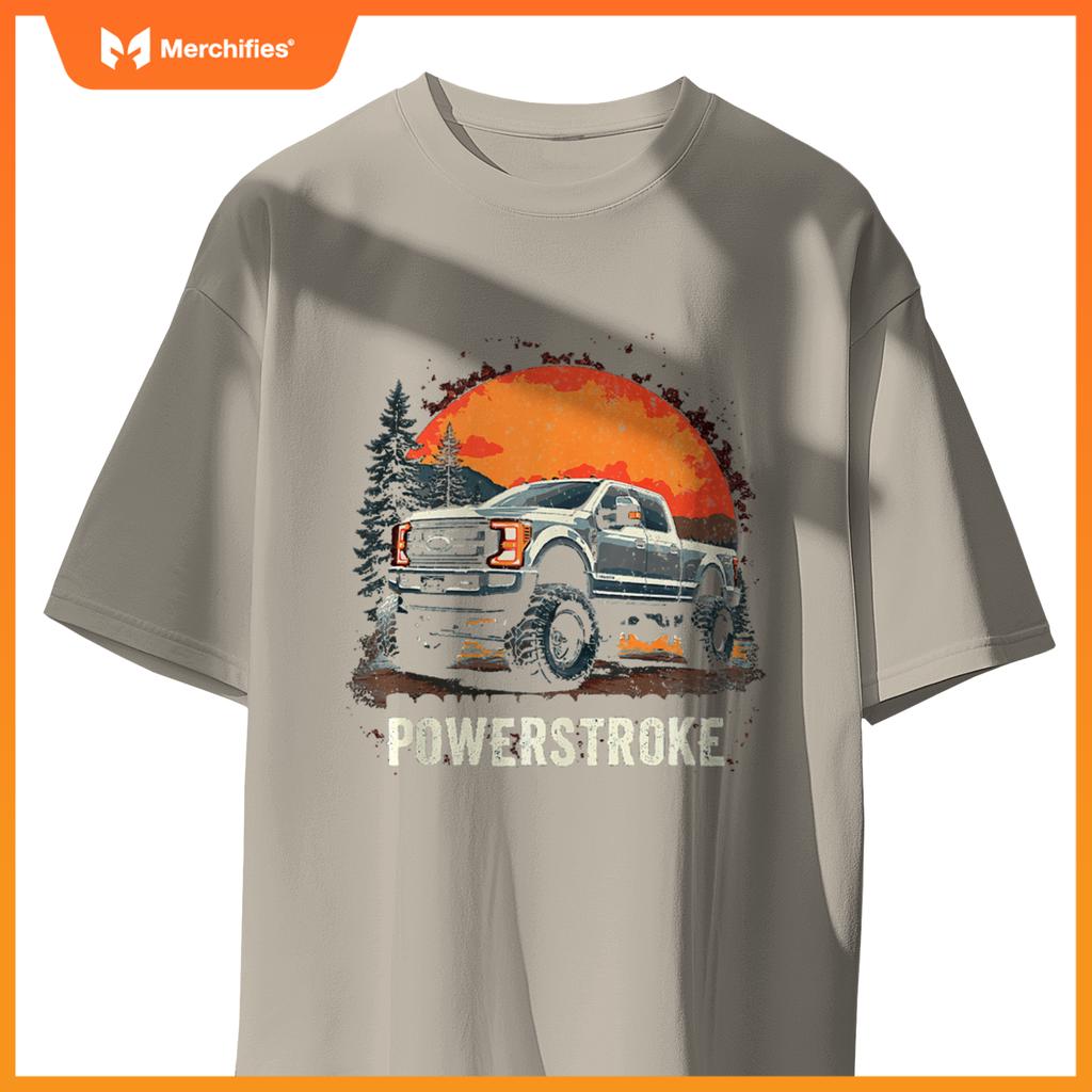 2022 Crew Cab Powerstroke Sunset Mountain Scene Truck 350 T-Shirt