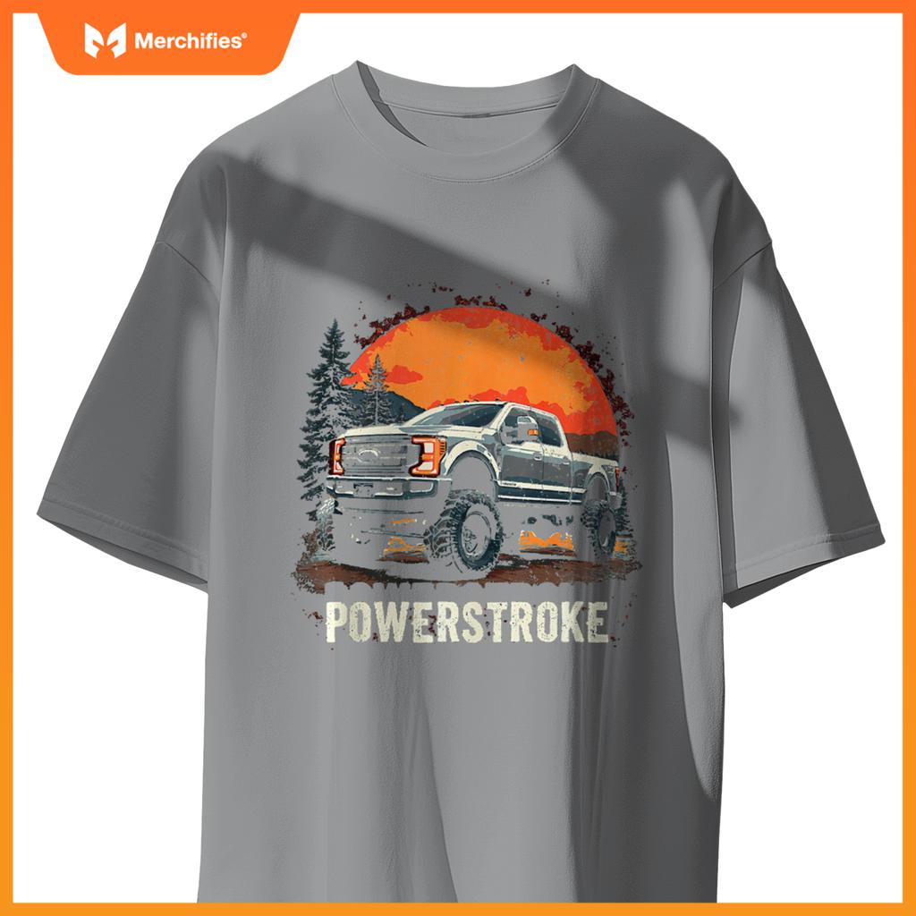 2022 Crew Cab Powerstroke Sunset Mountain Scene Truck 350 T-Shirt