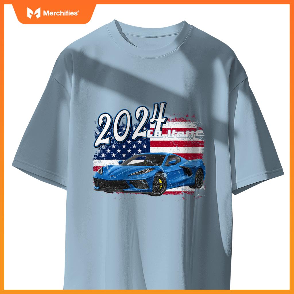 2024 24 C8 Z06 Zr1 Vette Stingray Blue Supercar Sports Car T-Shirt