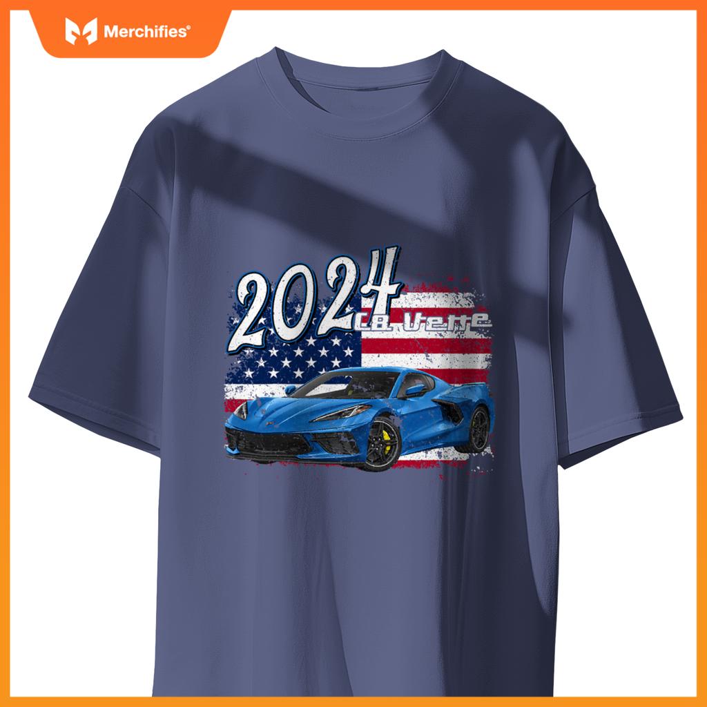 2024 24 C8 Z06 Zr1 Vette Stingray Blue Supercar Sports Car T-Shirt