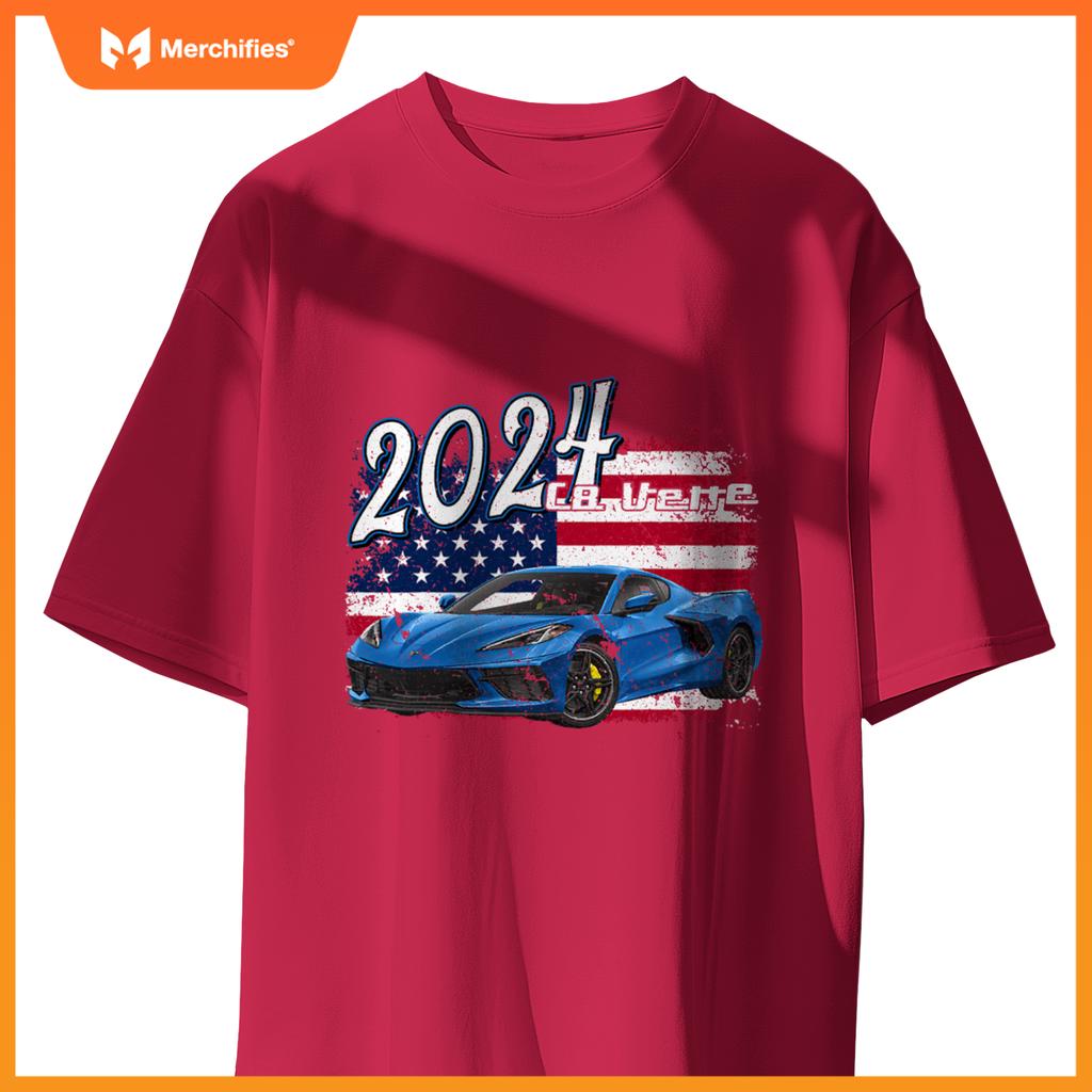 2024 24 C8 Z06 Zr1 Vette Stingray Blue Supercar Sports Car T-Shirt