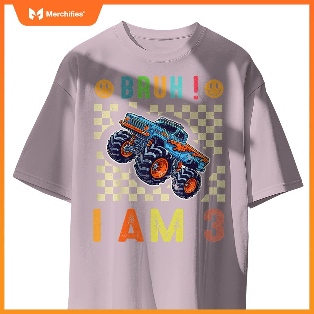 3rd Birthday Boys Bruh I Am 3 Years Old Monster Truck Car T-Shirt