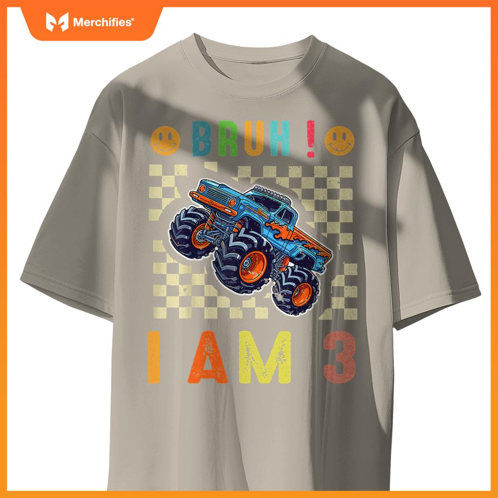 3rd Birthday Boys Bruh I Am 3 Years Old Monster Truck Car T-Shirt