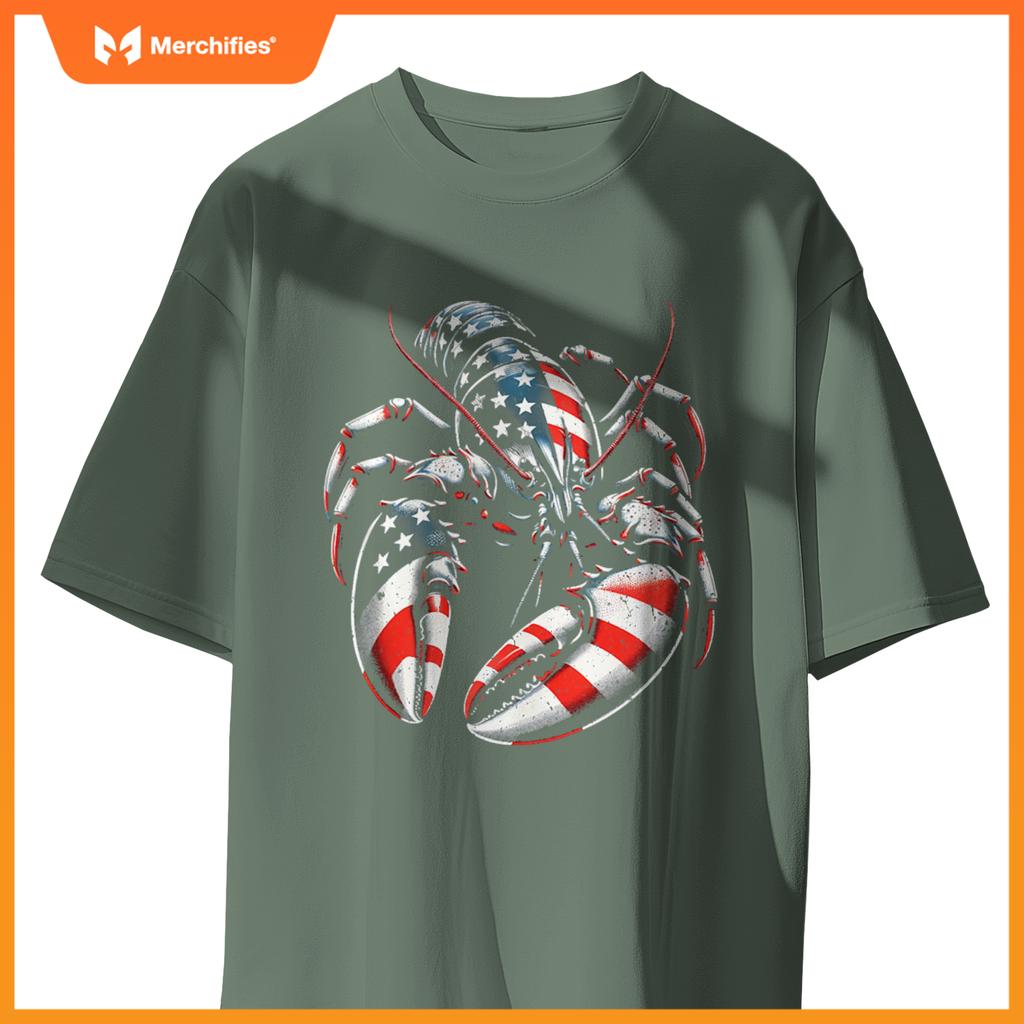 4th Of July Lobster Lovers USA Flag American Patriotic T-Shirt
