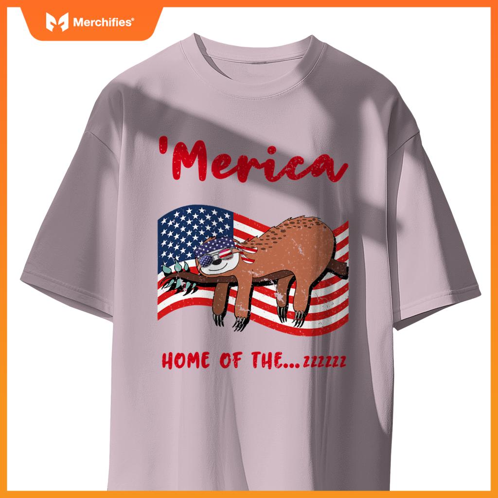 4th of july merica  sloth quote patriotic usa flag T-Shirt