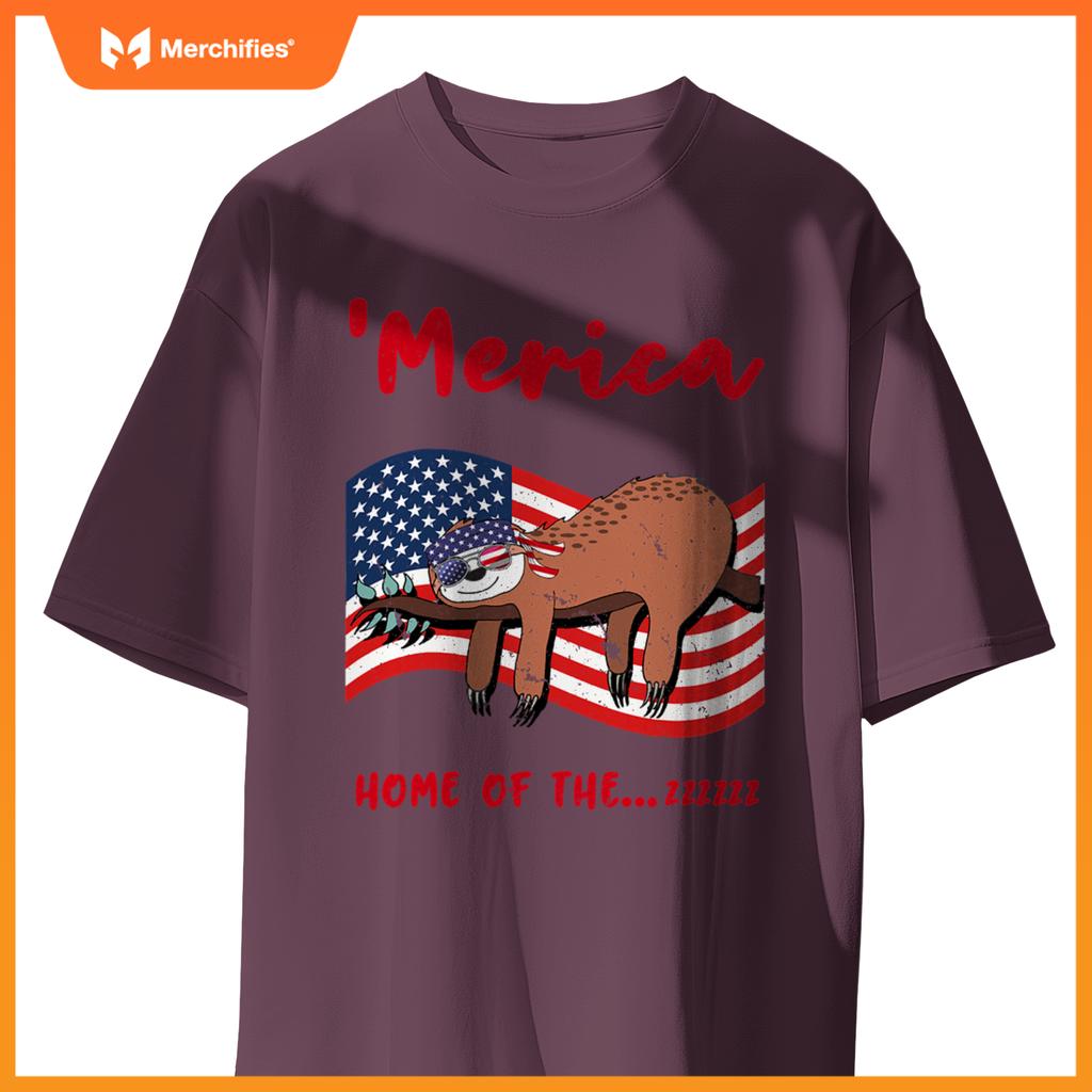 4th of july merica  sloth quote patriotic usa flag T-Shirt