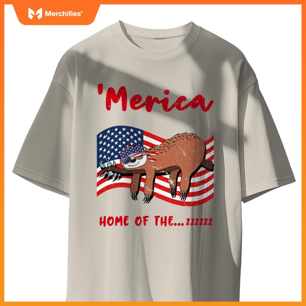 4th of july merica  sloth quote patriotic usa flag T-Shirt