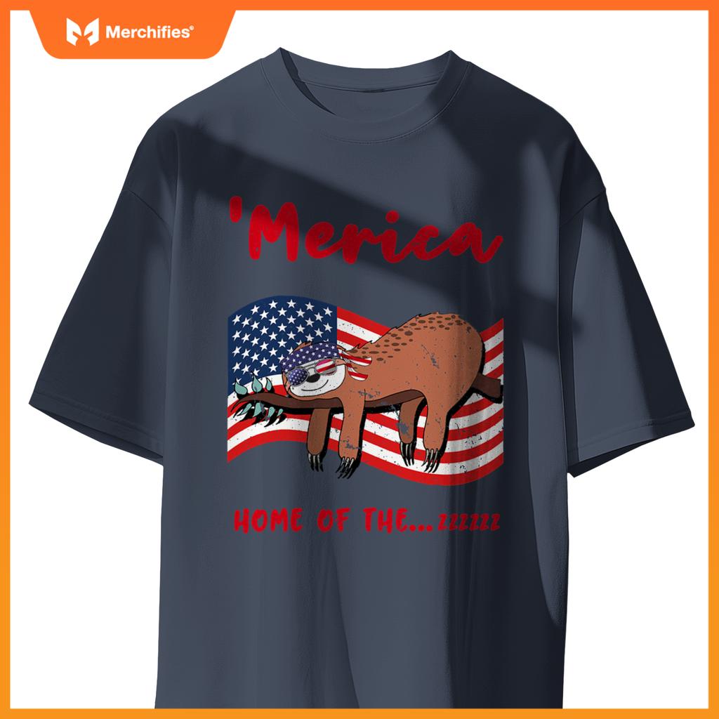 4th of july merica  sloth quote patriotic usa flag T-Shirt