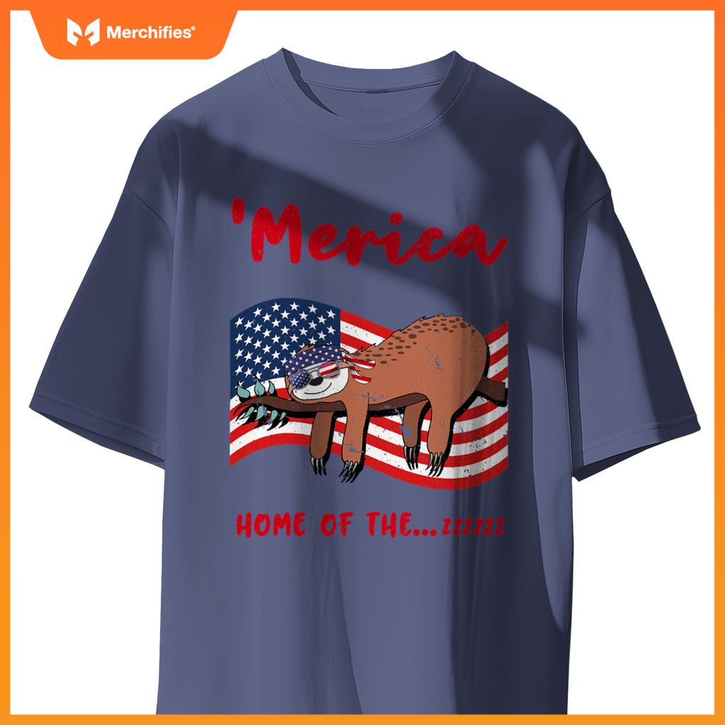 4th of july merica  sloth quote patriotic usa flag T-Shirt