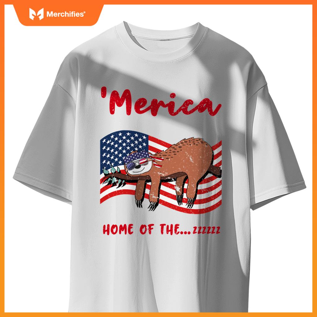 4th of july merica  sloth quote patriotic usa flag T-Shirt