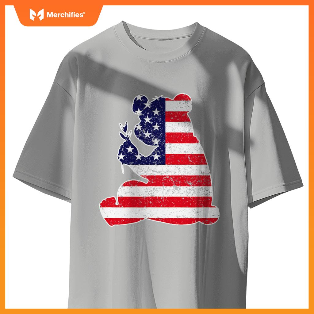 4th of july panda graphic patriotic usa american flag T-Shirt