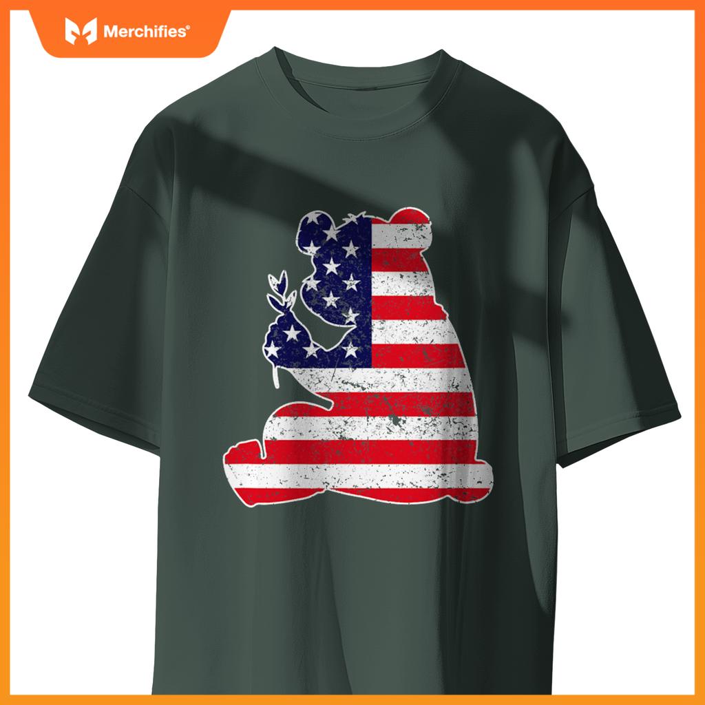 4th of july panda graphic patriotic usa american flag T-Shirt