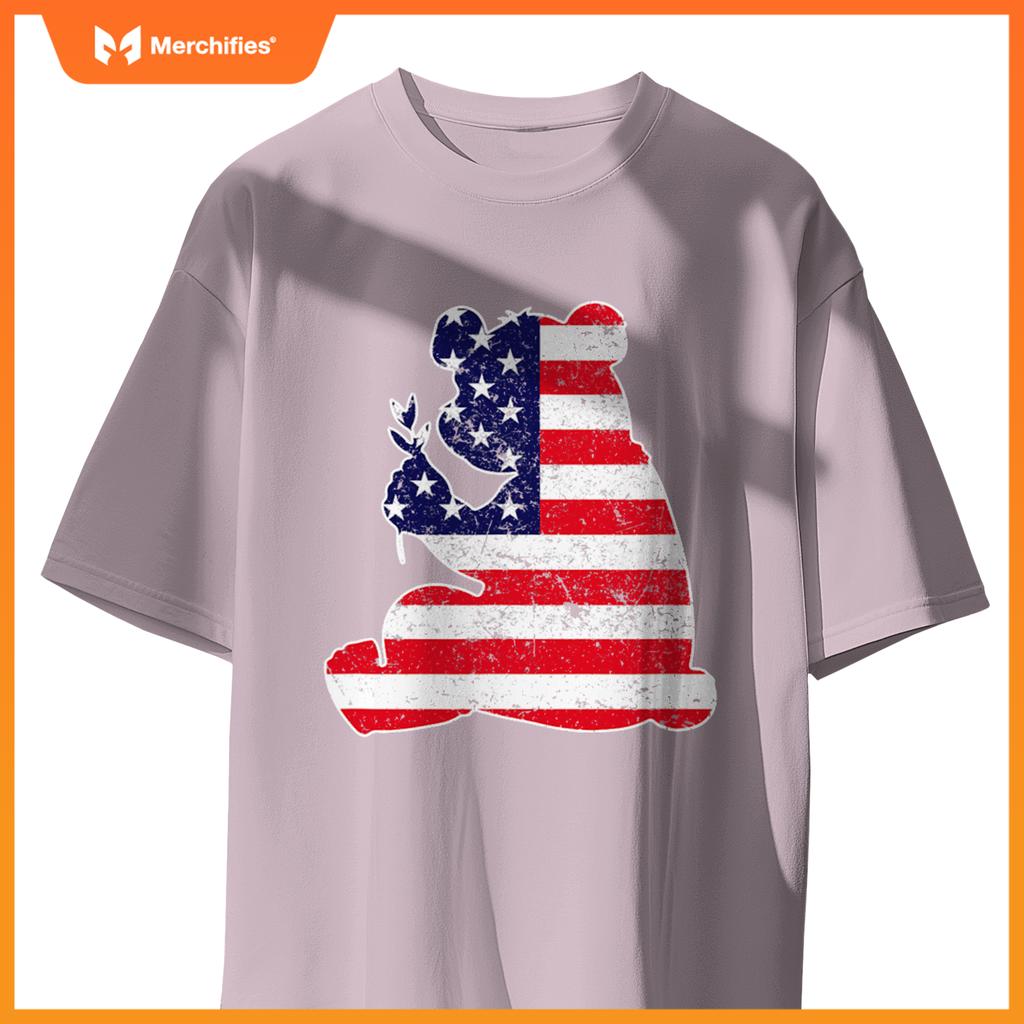 4th of july panda graphic patriotic usa american flag T-Shirt