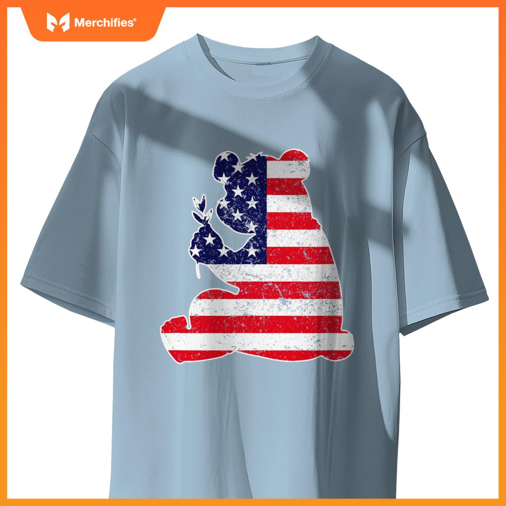 4th of july panda graphic patriotic usa american flag T-Shirt