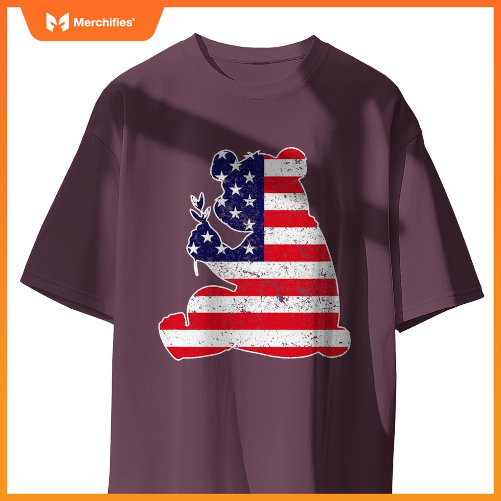 4th of july panda graphic patriotic usa american flag T-Shirt