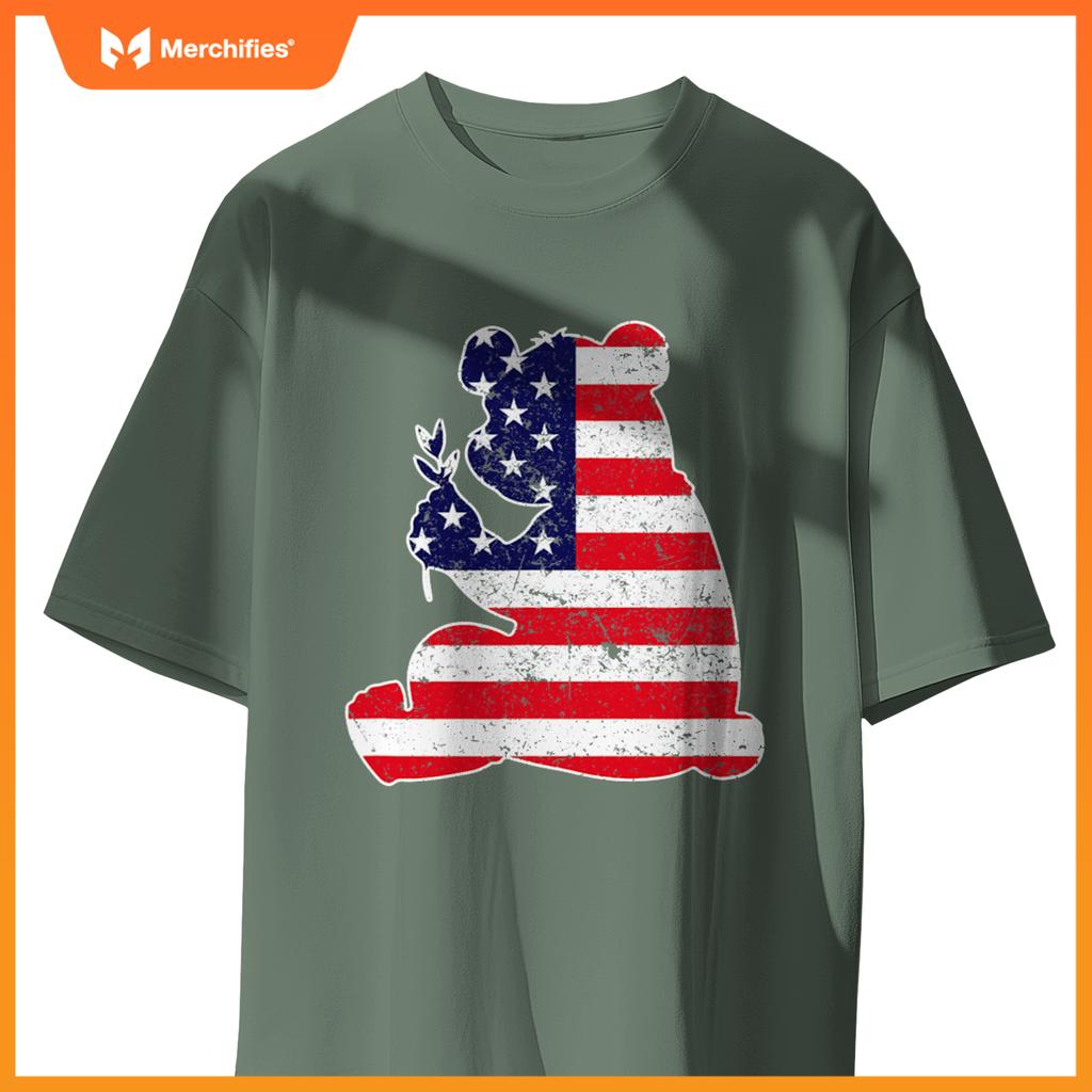 4th of july panda graphic patriotic usa american flag T-Shirt