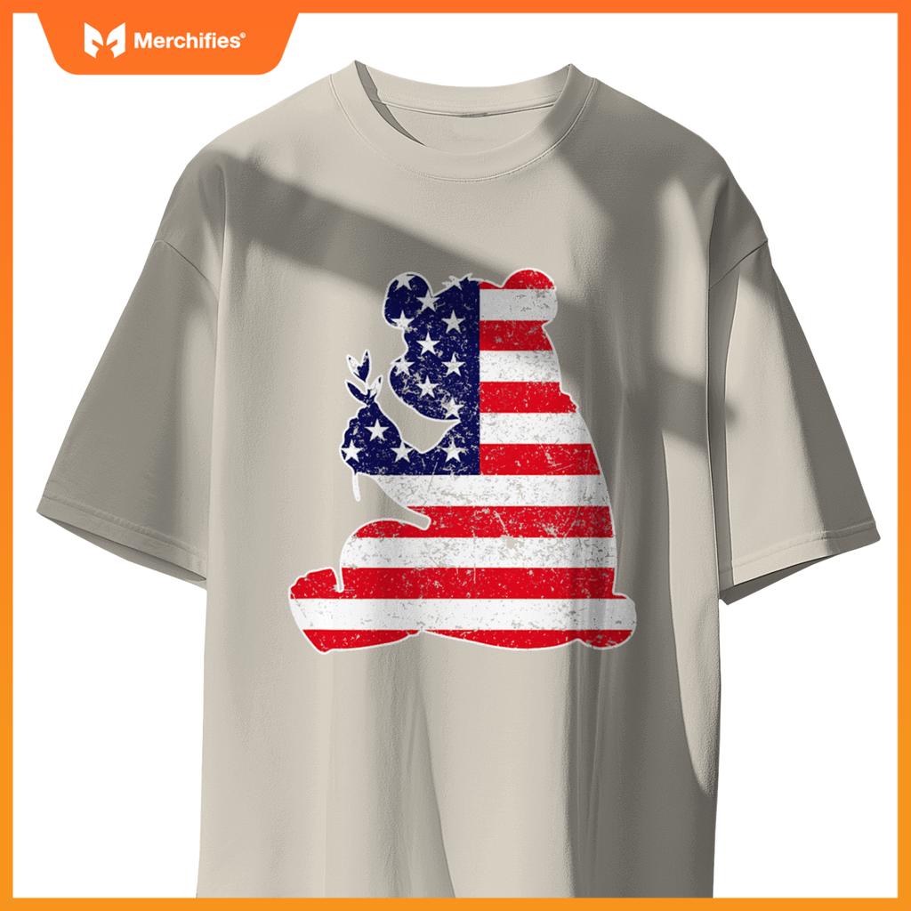 4th of july panda graphic patriotic usa american flag T-Shirt