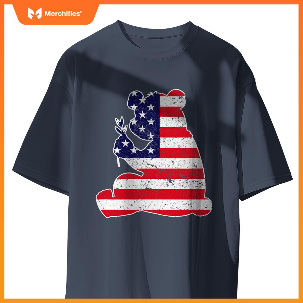 4th of july panda graphic patriotic usa american flag T-Shirt