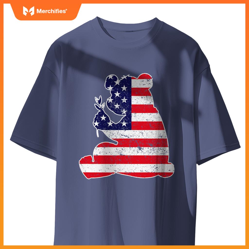 4th of july panda graphic patriotic usa american flag T-Shirt