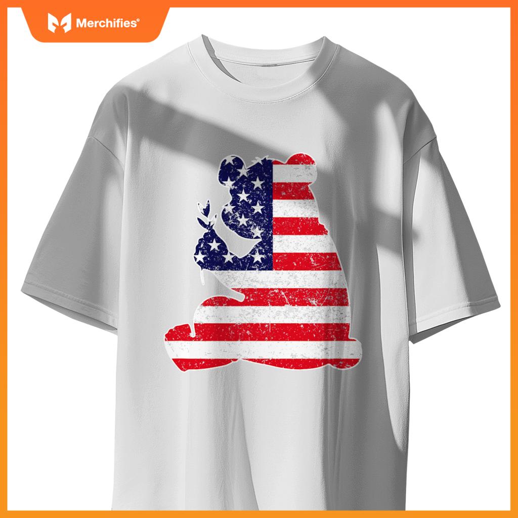 4th of july panda graphic patriotic usa american flag T-Shirt
