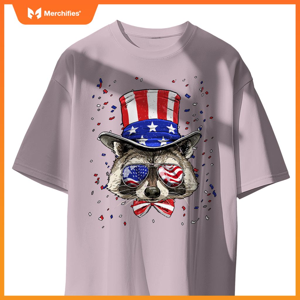 4th of july patriotic raccoon merica usa flag raccoon lover T-Shirt