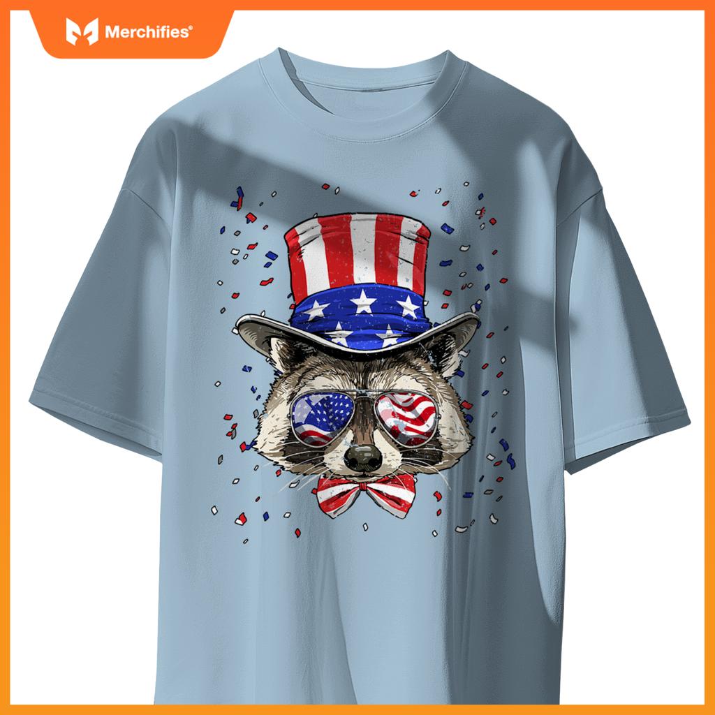 4th of july patriotic raccoon merica usa flag raccoon lover T-Shirt