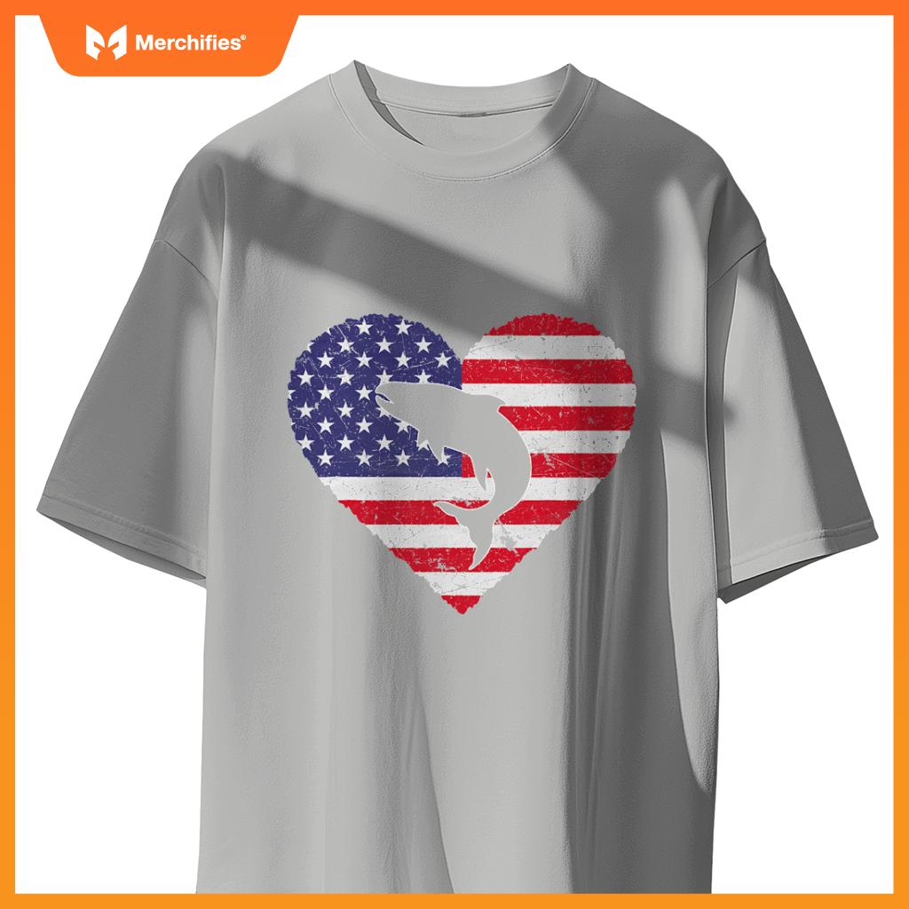 4th of july salmon american flag patriotic T-Shirt