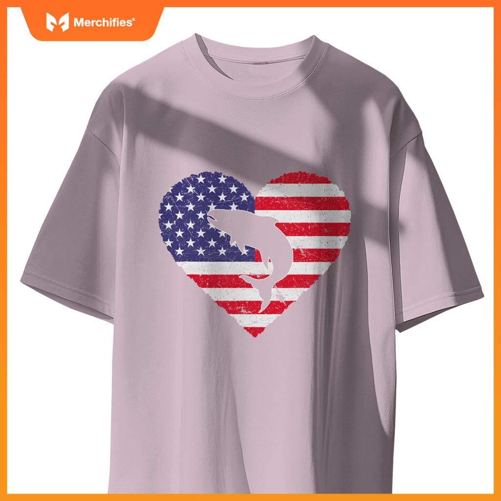 4th of july salmon american flag patriotic T-Shirt