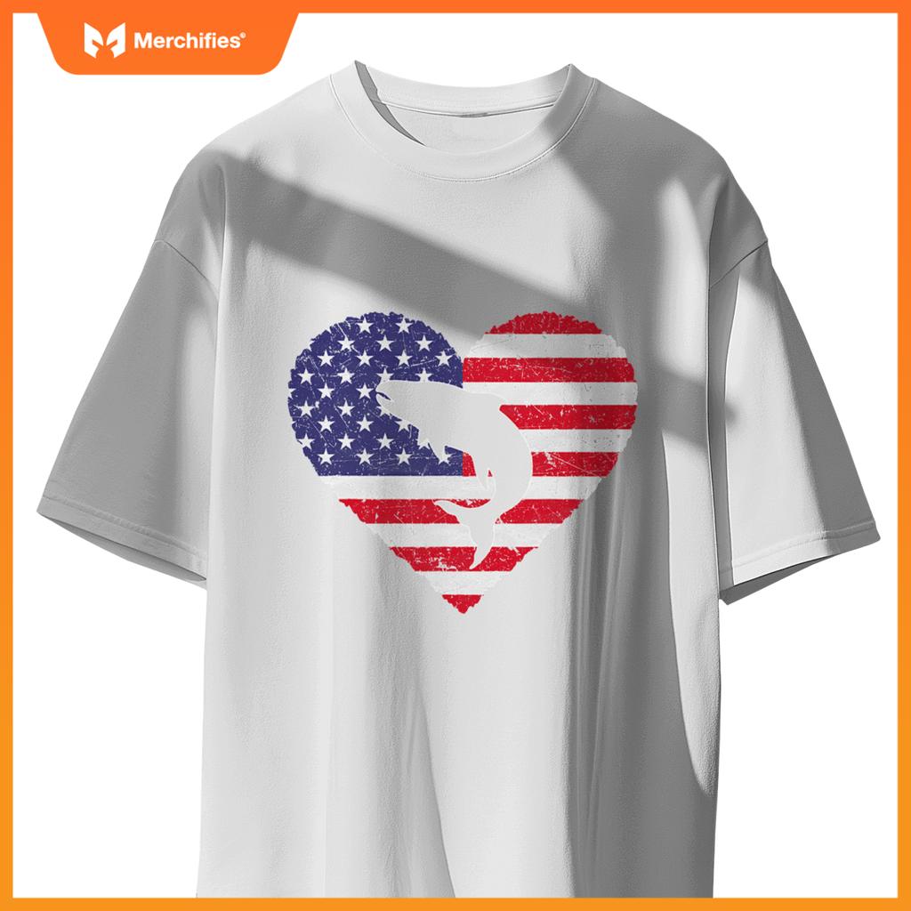 4th of july salmon american flag patriotic T-Shirt