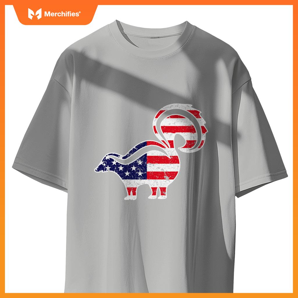 4th of july skunk graphic patriotic usa american flag T-Shirt