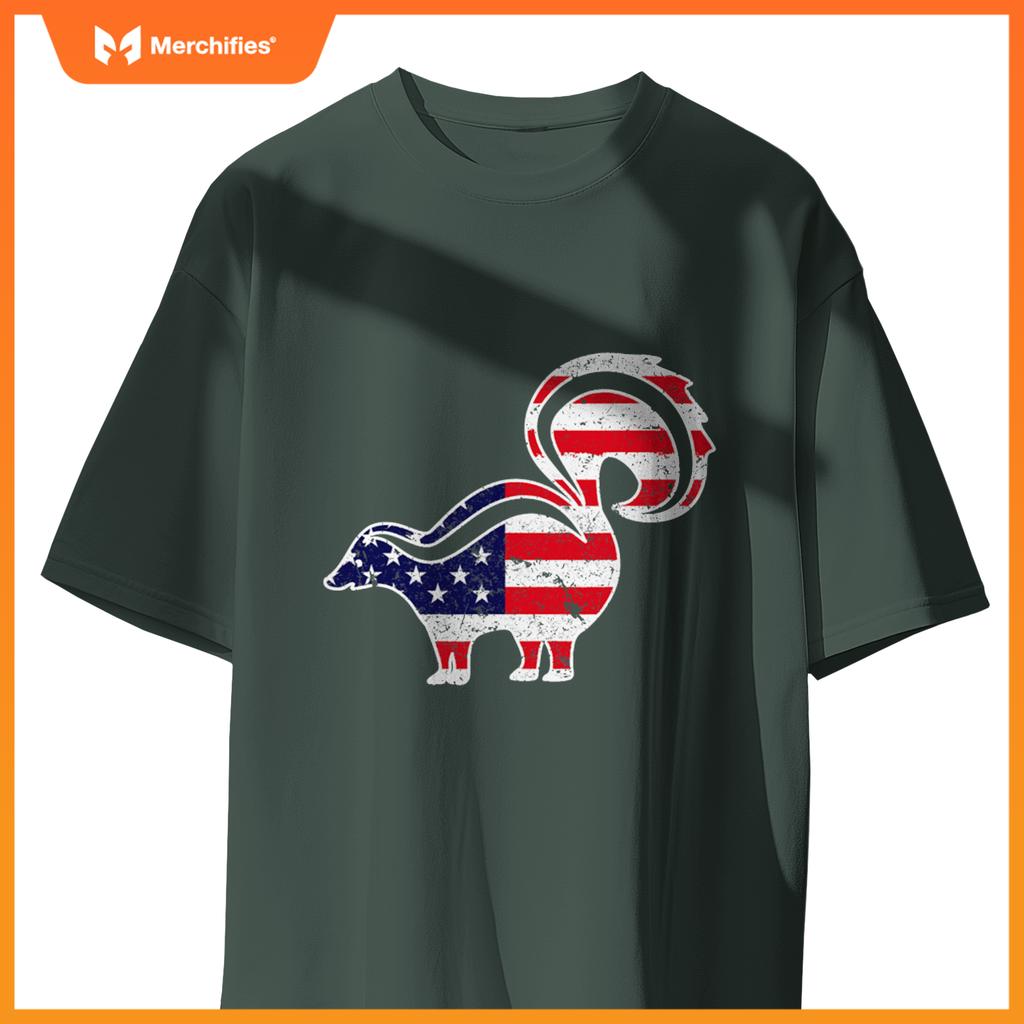 4th of july skunk graphic patriotic usa american flag T-Shirt