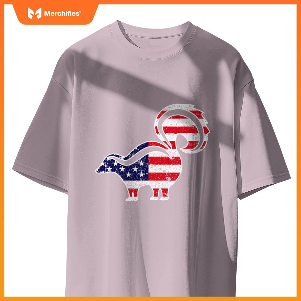 4th of july skunk graphic patriotic usa american flag T-Shirt